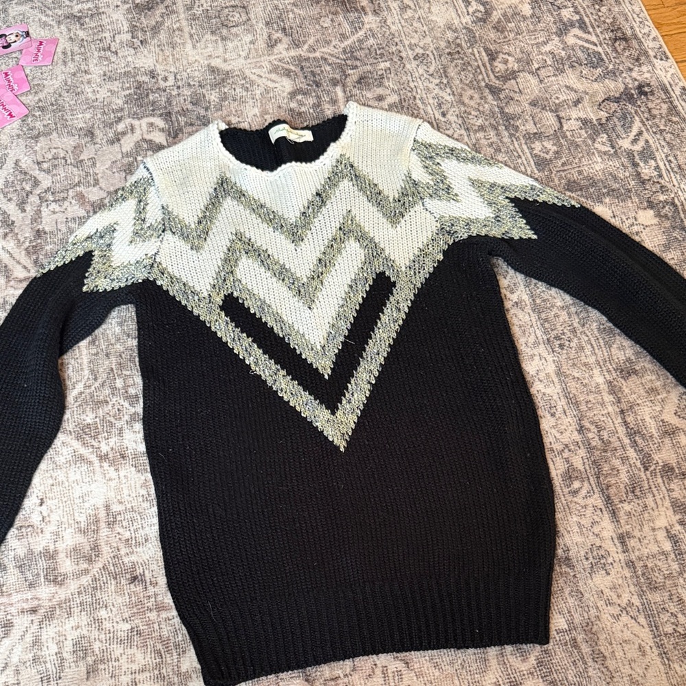 Staring at Stars Black and Cream Chevron Sweater